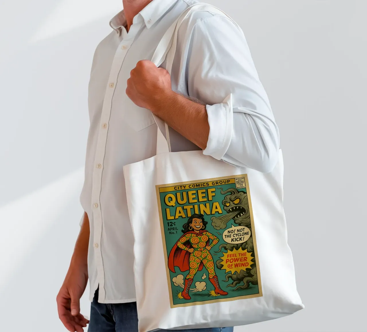 QUEEF LATINA - Fresh Supes On The Block borsa in juta da Vintage Van Gogh
