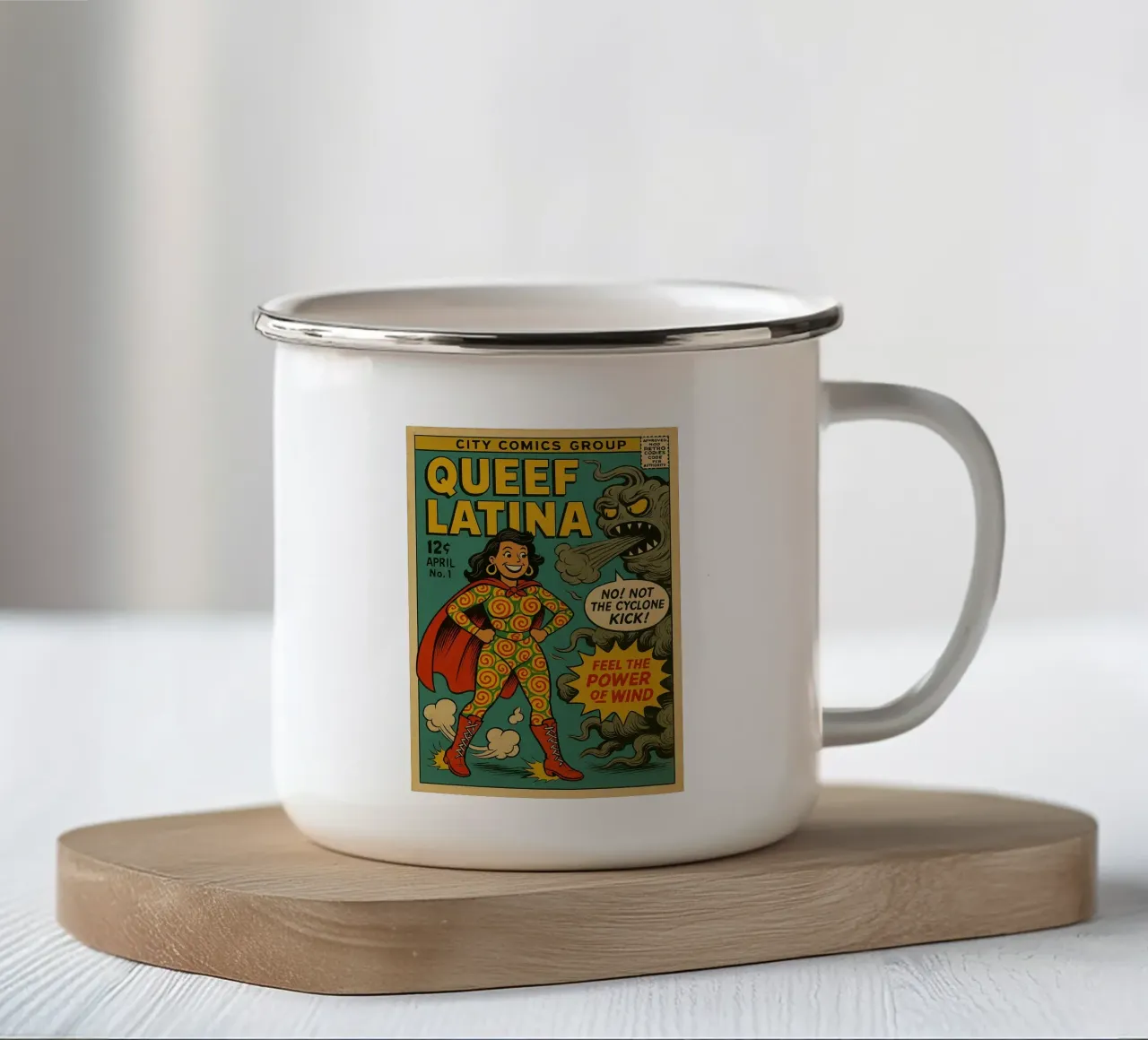 QUEEF LATINA - Fresh Supes On The Block tazza in smalto da Vintage Van Gogh