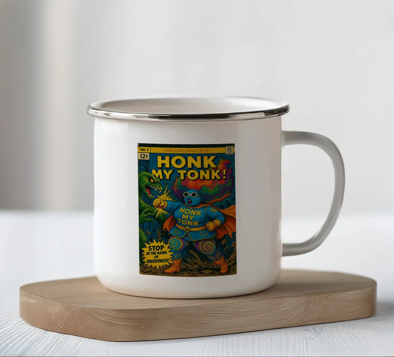 HONK MY TONK - Fresh Supes On The Block tazza in smalto da Vintage Van Gogh