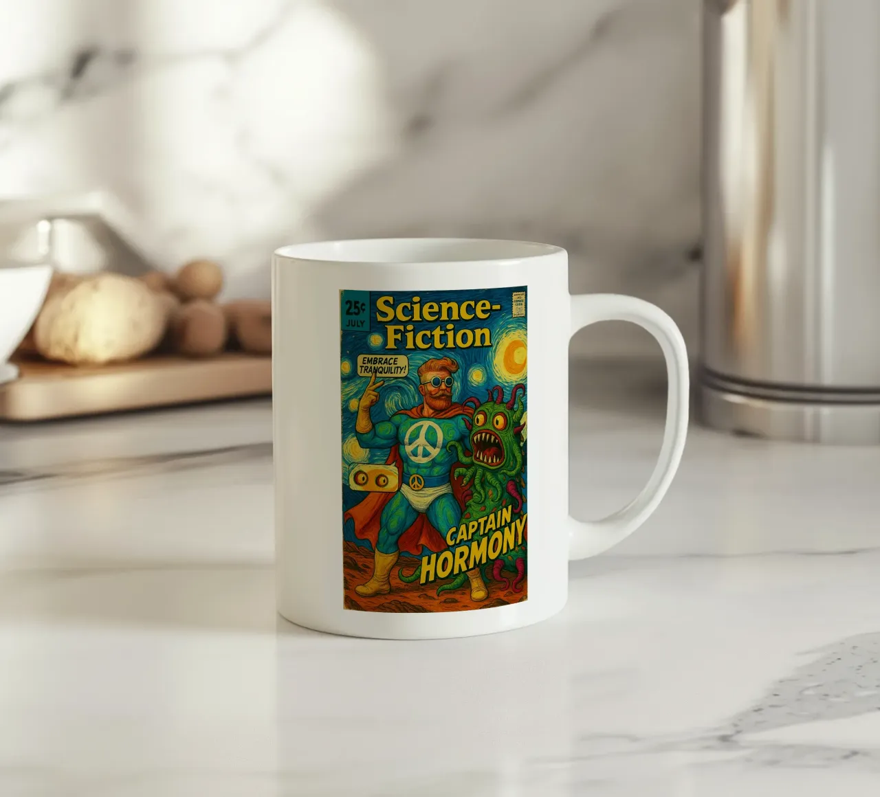 CAPTAIN HORMONY - Fresh Supes On The Block keramische mok van Vintage Van Gogh