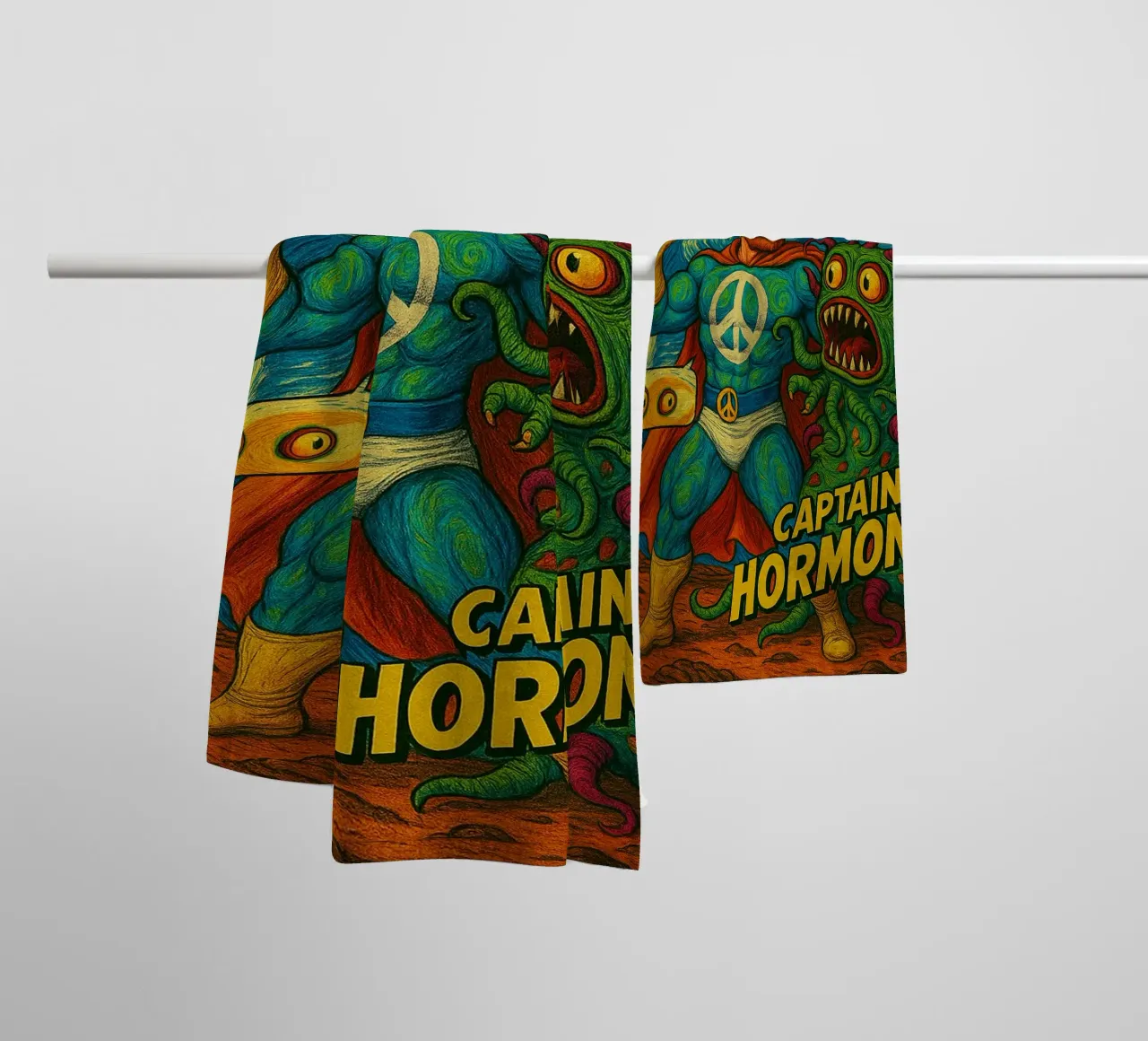 CAPTAIN HORMONY - Fresh Supes On The Block badhanddoek van Vintage Van Gogh