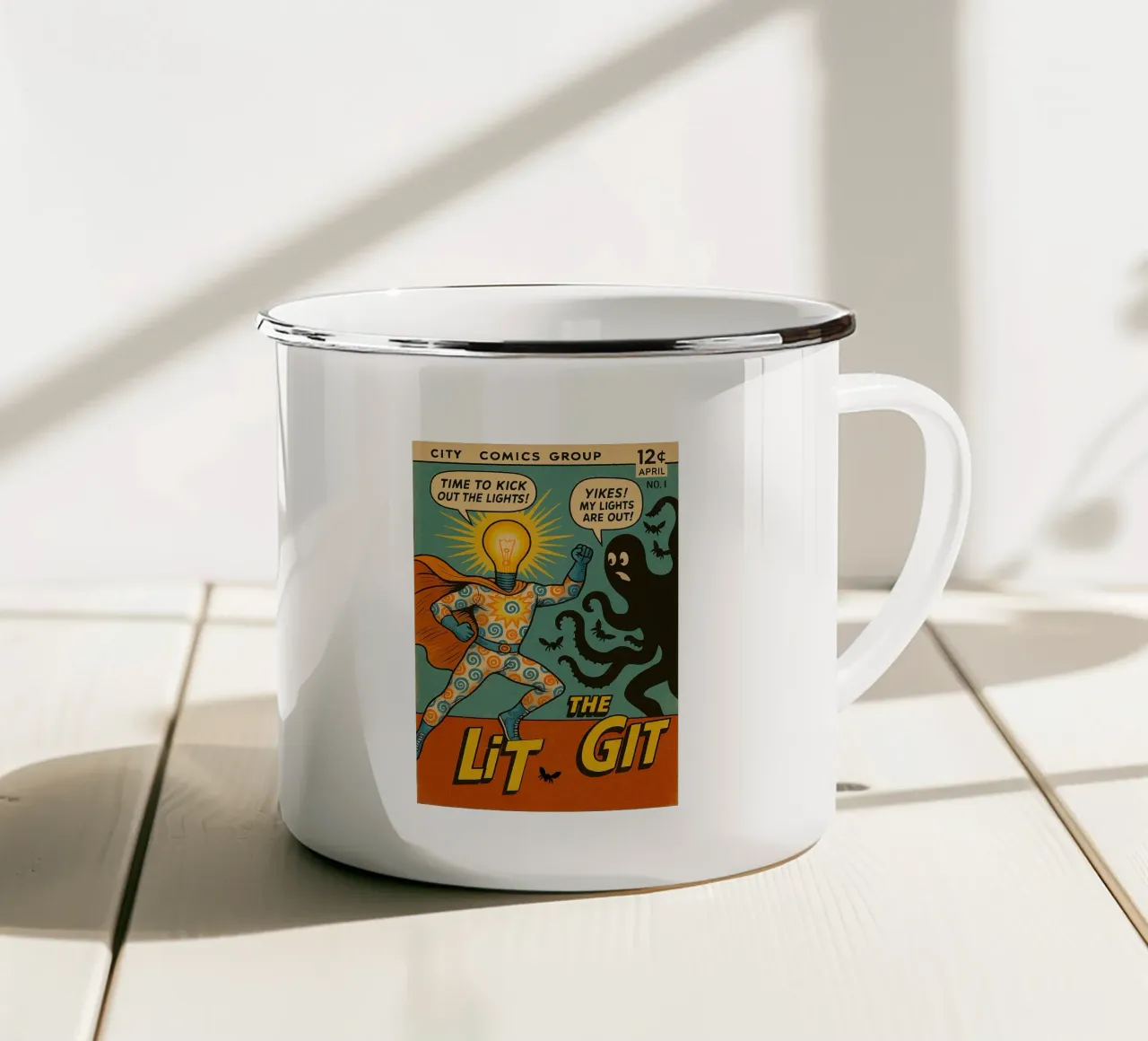 THE LIT GIT - Fresh Supes On The Block Emaille Tasse von Vintage Van Gogh