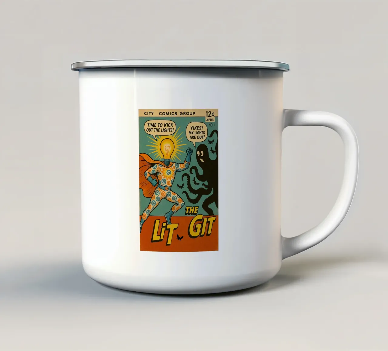 THE LIT GIT - Fresh Supes On The Block Emaille Tasse von Vintage Van Gogh