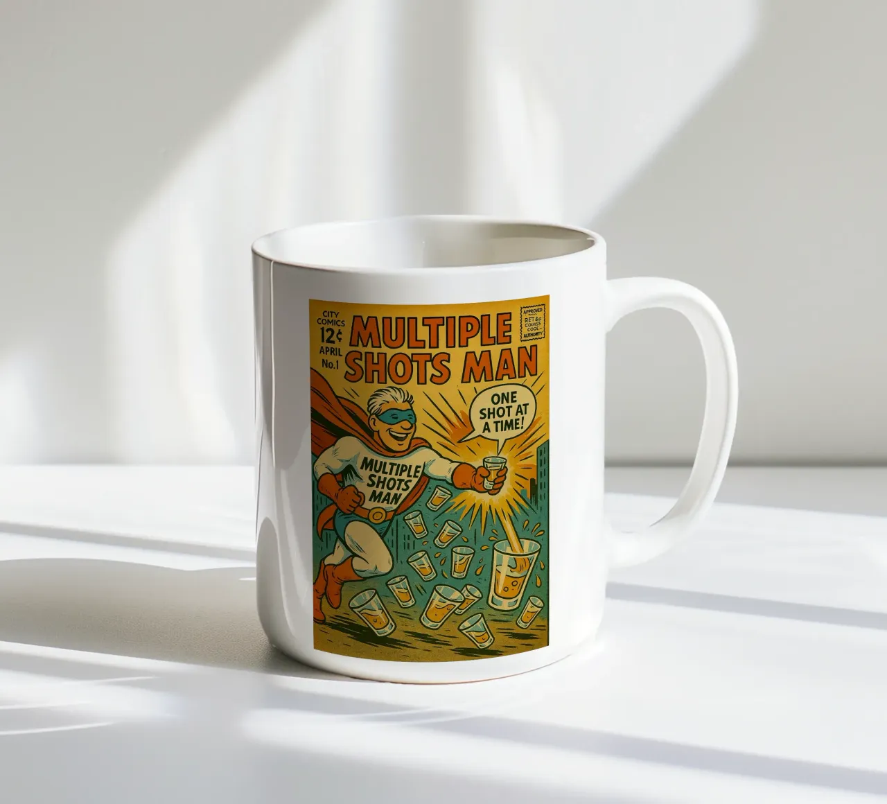 MULTIPLE SHOTS MAN - Fresh Supes On The Block keramische mok van Vintage Van Gogh