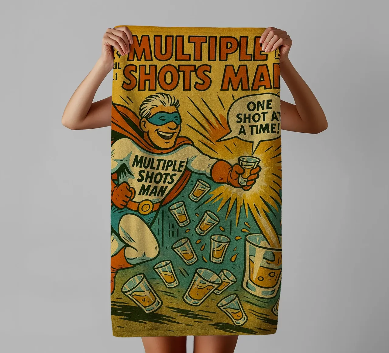 MULTIPLE SHOTS MAN - Fresh Supes On The Block towel by Vintage Van Gogh