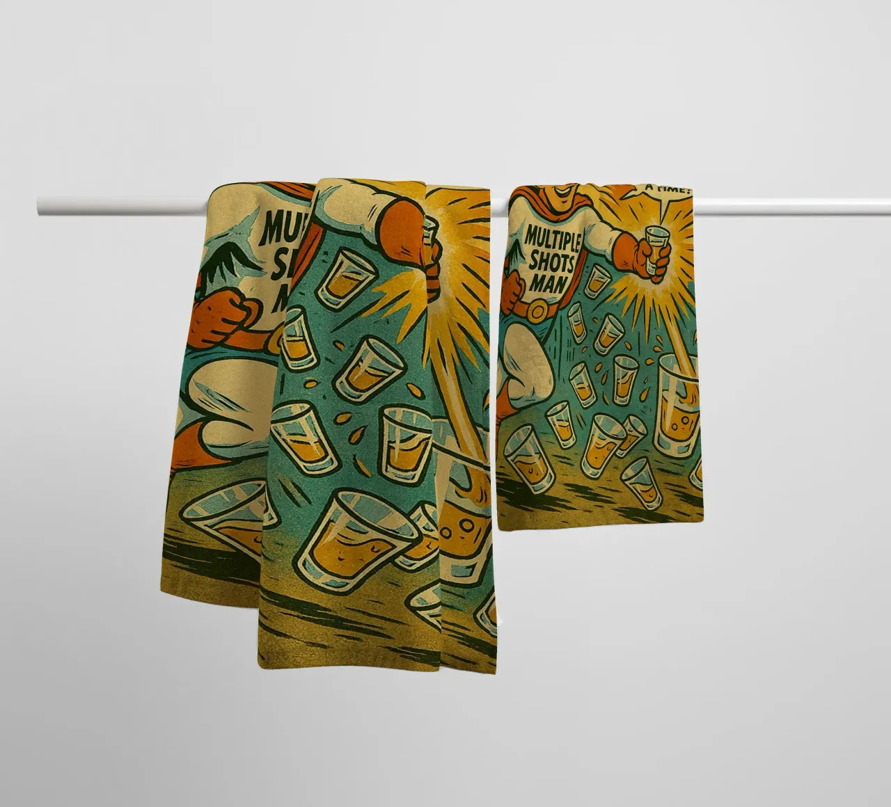 MULTIPLE SHOTS MAN - Fresh Supes On The Block towel by Vintage Van Gogh