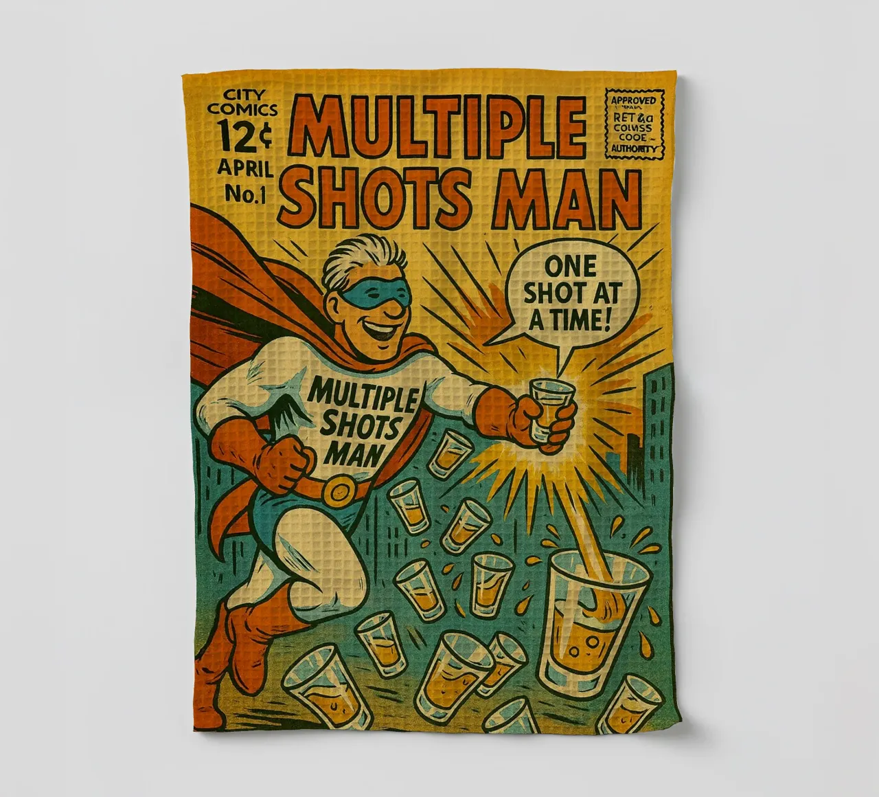 MULTIPLE SHOTS MAN - Fresh Supes On The Block canovaccio da cucina da Vintage Van Gogh