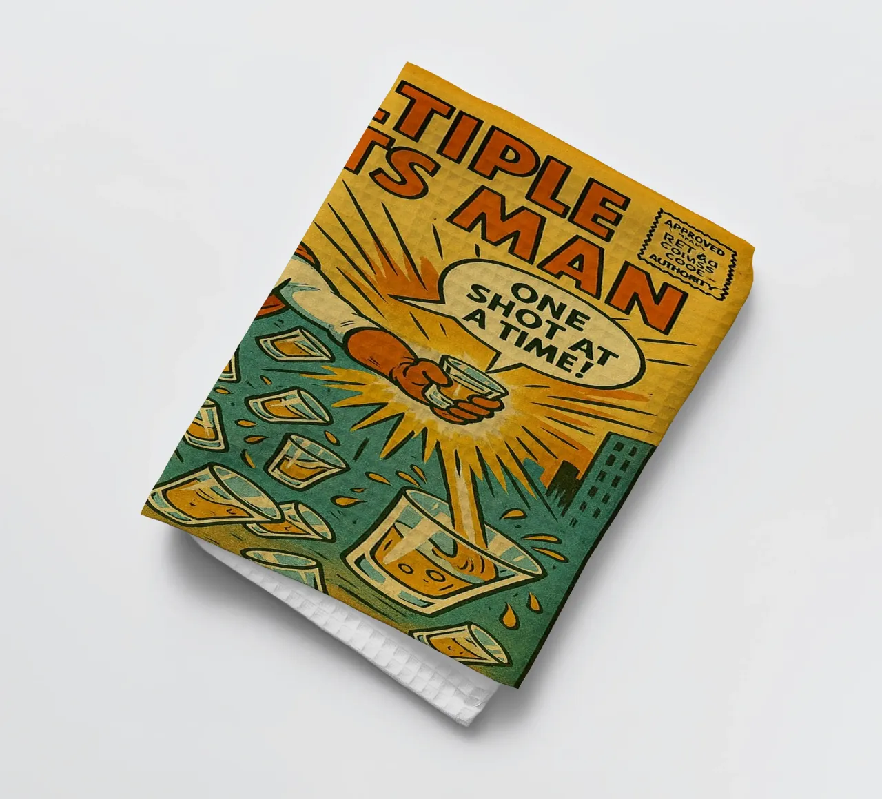 MULTIPLE SHOTS MAN - Fresh Supes On The Block canovaccio da cucina da Vintage Van Gogh