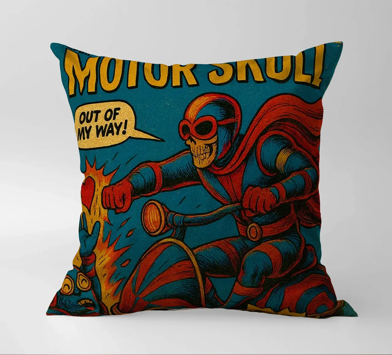 MOTOR SKULL - Fresh Supes On The Block cuscino da Vintage Van Gogh