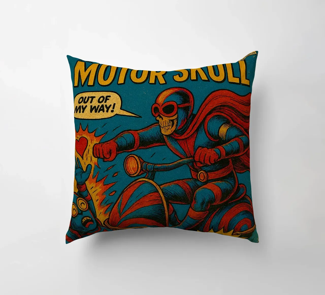 MOTOR SKULL - Fresh Supes On The Block cuscino da Vintage Van Gogh