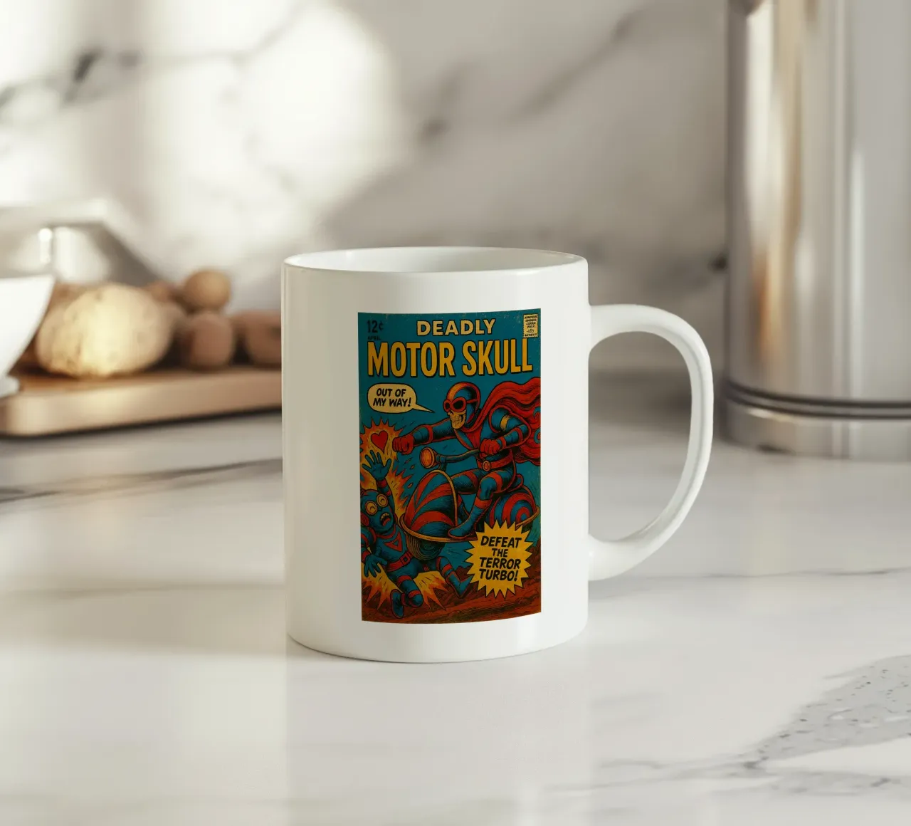 MOTOR SKULL - Fresh Supes On The Block keramische mok van Vintage Van Gogh