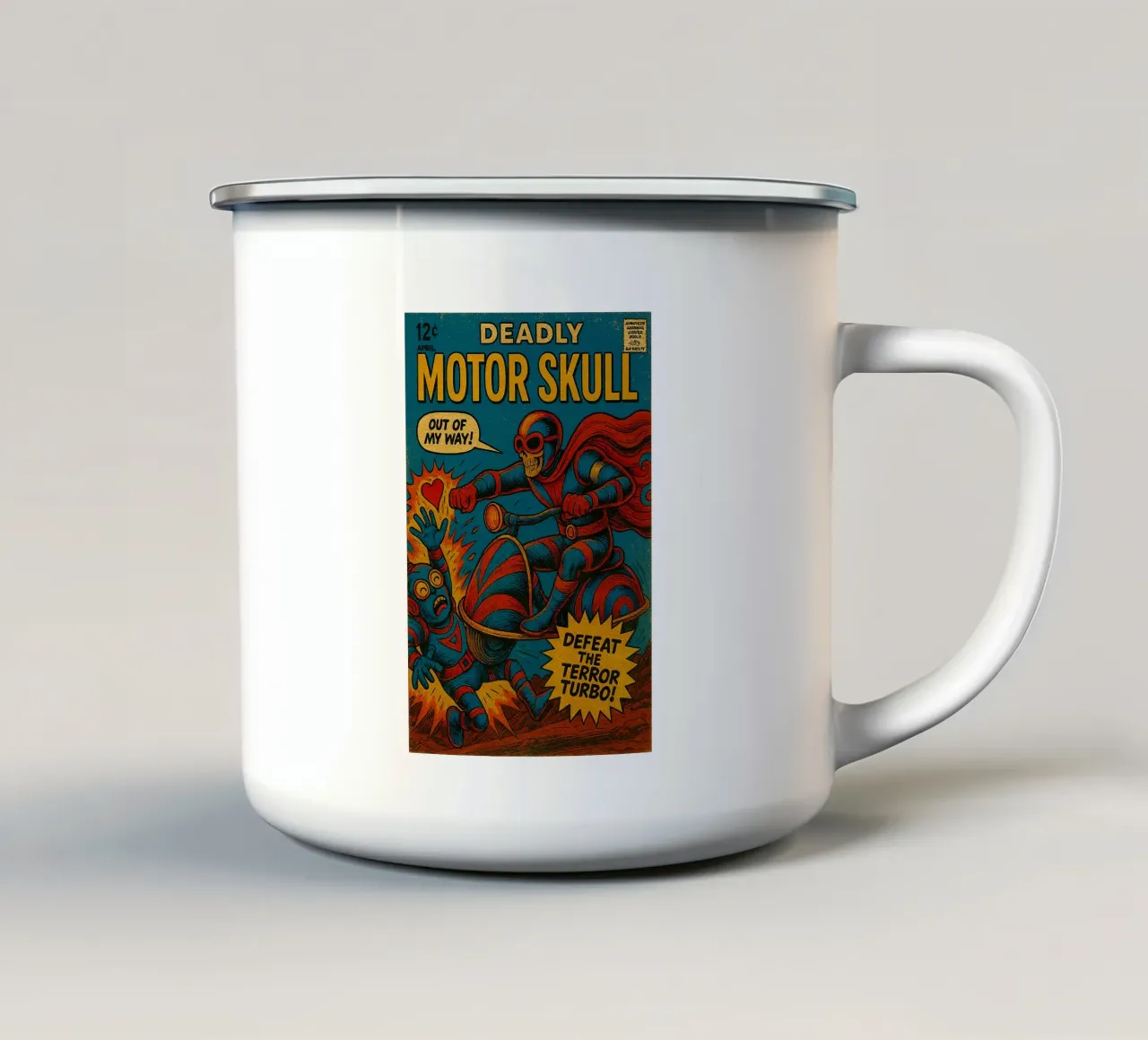 MOTOR SKULL - Fresh Supes On The Block emaille mok van Vintage Van Gogh
