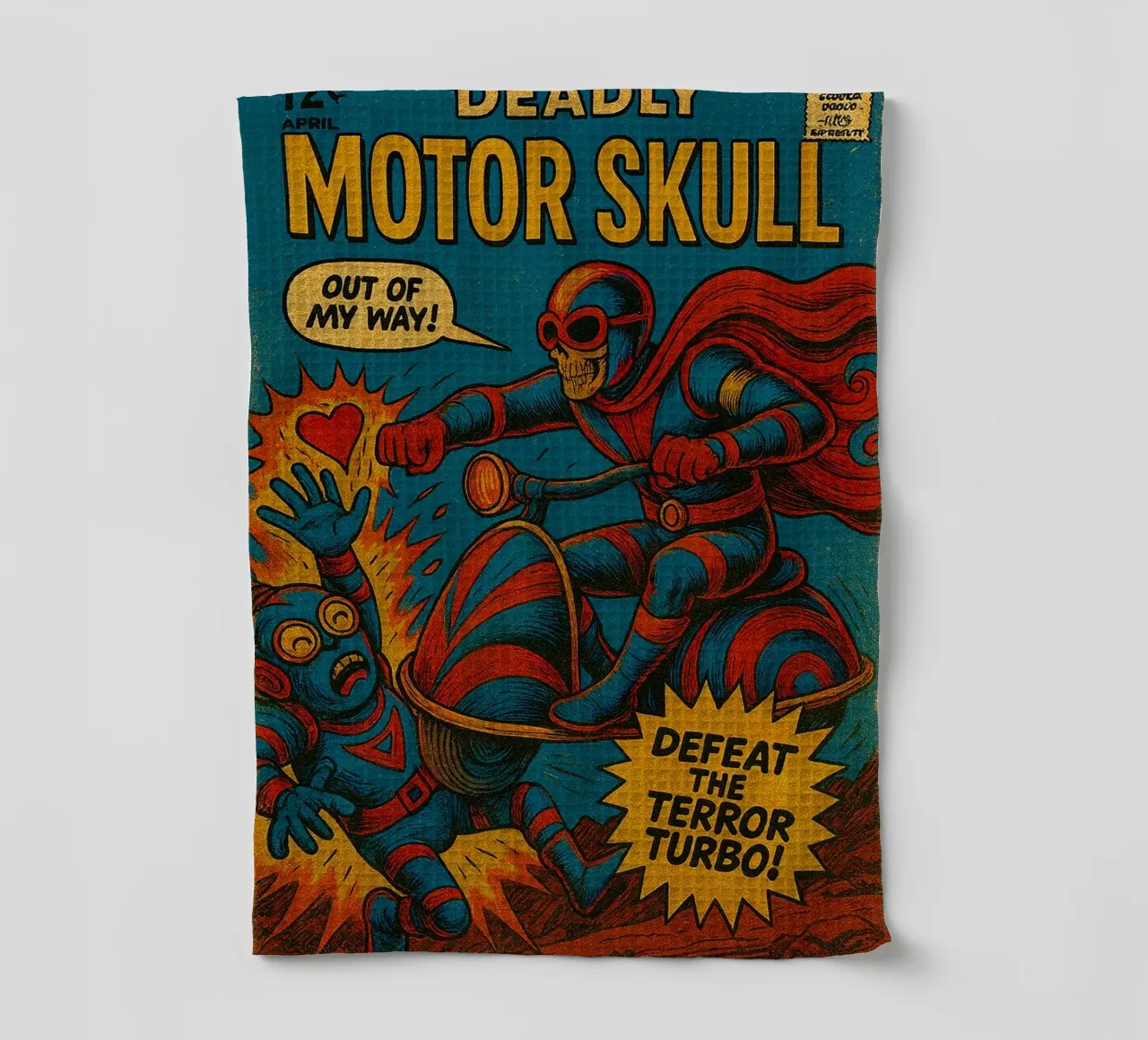 MOTOR SKULL - Fresh Supes On The Block paño de cocina de Vintage Van Gogh
