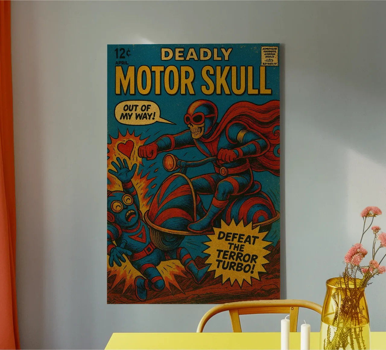 MOTOR SKULL - Fresh Supes On The Block canvas by Vintage Van Gogh