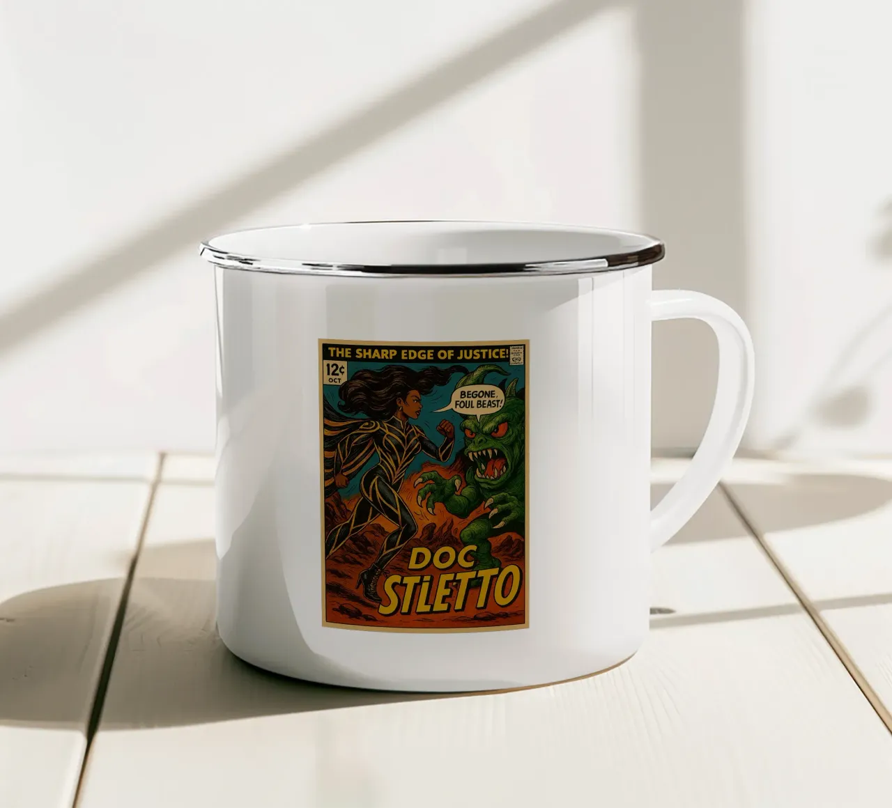 FUNGUS FIGHTERS - Fresh Supes On The Block Emaille Tasse von Vintage Van Gogh