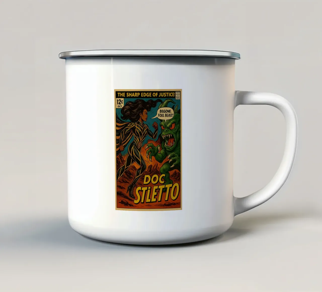FUNGUS FIGHTERS - Fresh Supes On The Block Emaille Tasse von Vintage Van Gogh