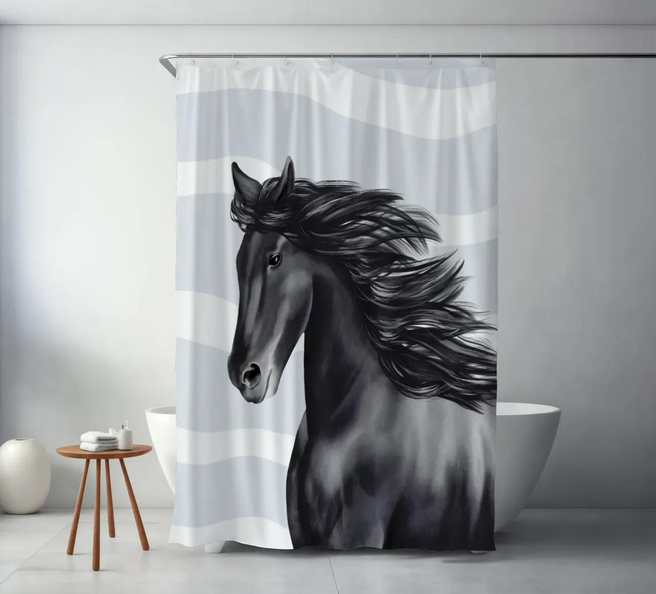 Friese Portrait shower curtain by Moonlit Illustrations