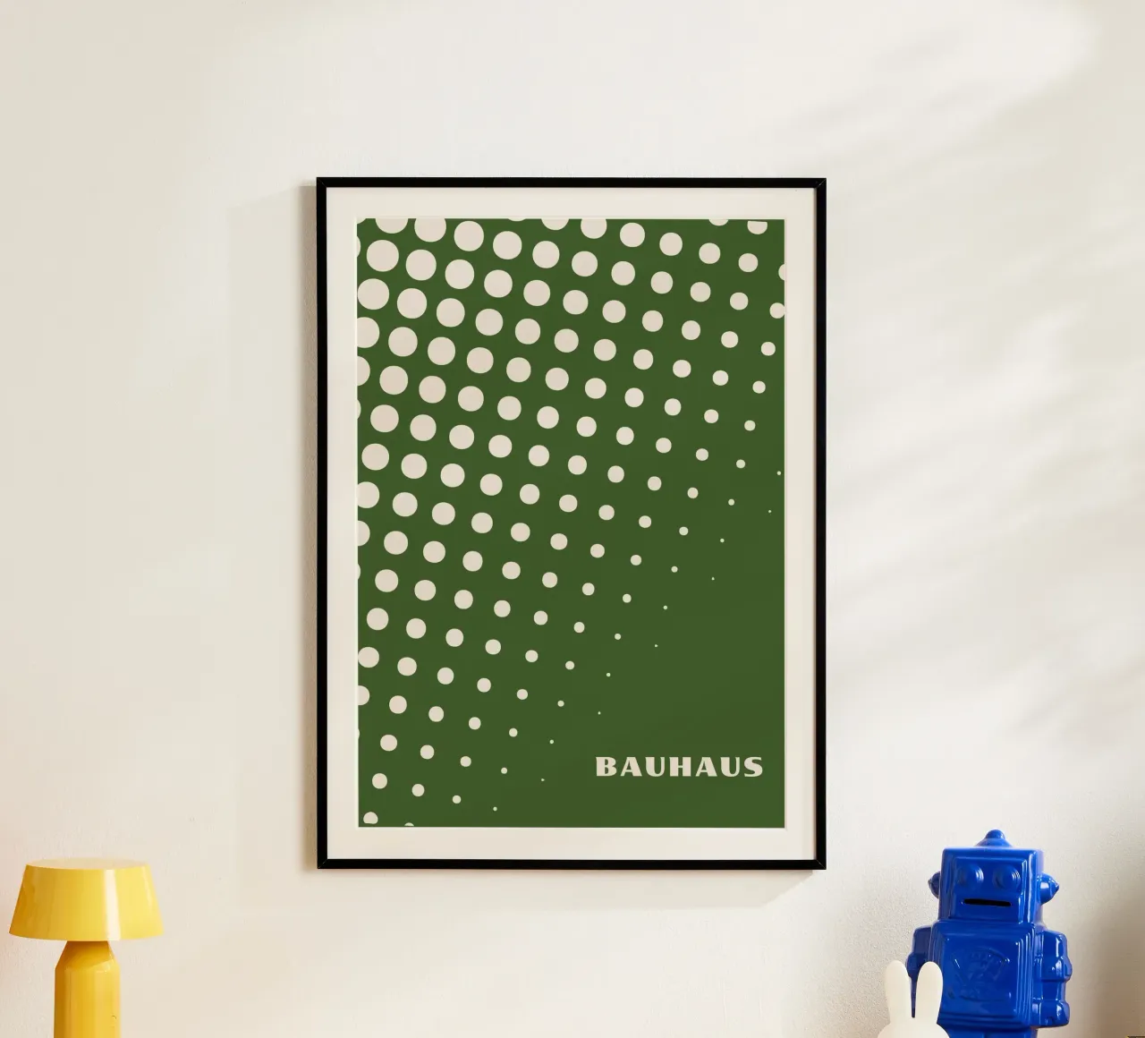 Bauhaus Halftone Poster | Green Dot Grid Abstract Art Hahnemühle von Grungeo