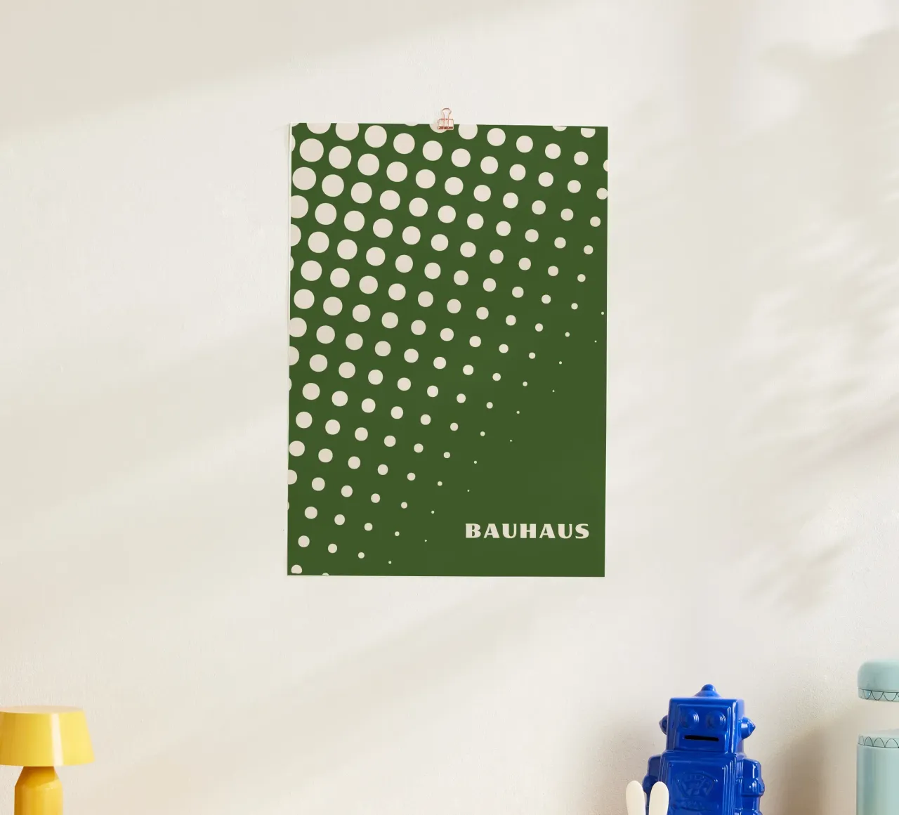 Bauhaus Halftone Poster | Green Dot Grid Abstract Art Hahnemühle von Grungeo