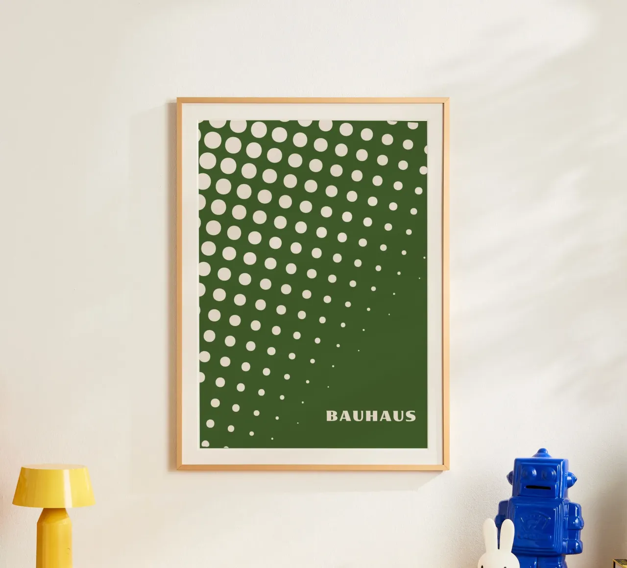 Bauhaus Halftone Poster | Green Dot Grid Abstract Art Hahnemühle von Grungeo