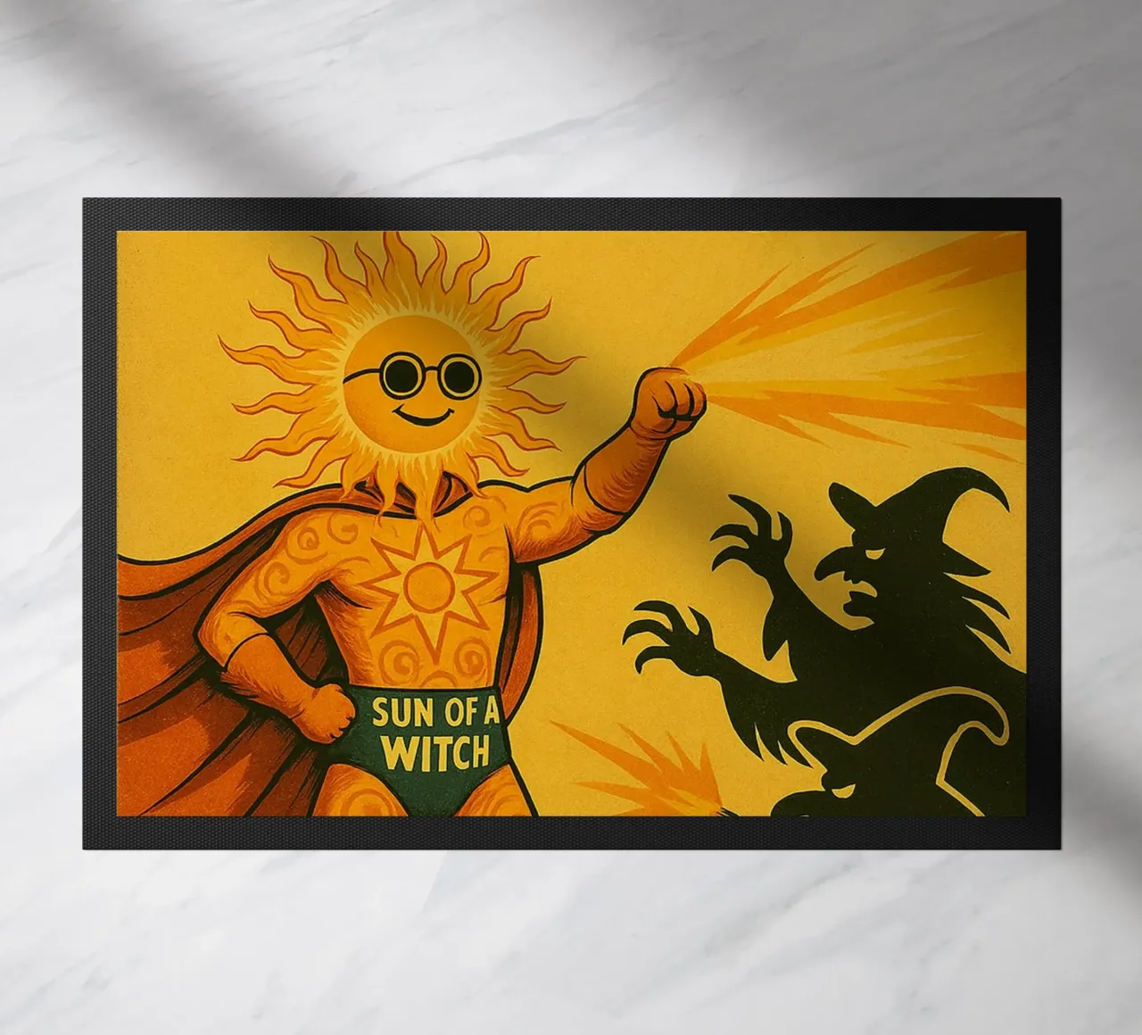 SUN OF A WITCH - Fresh Supes On The Block Fußmatte von Vintage Van Gogh