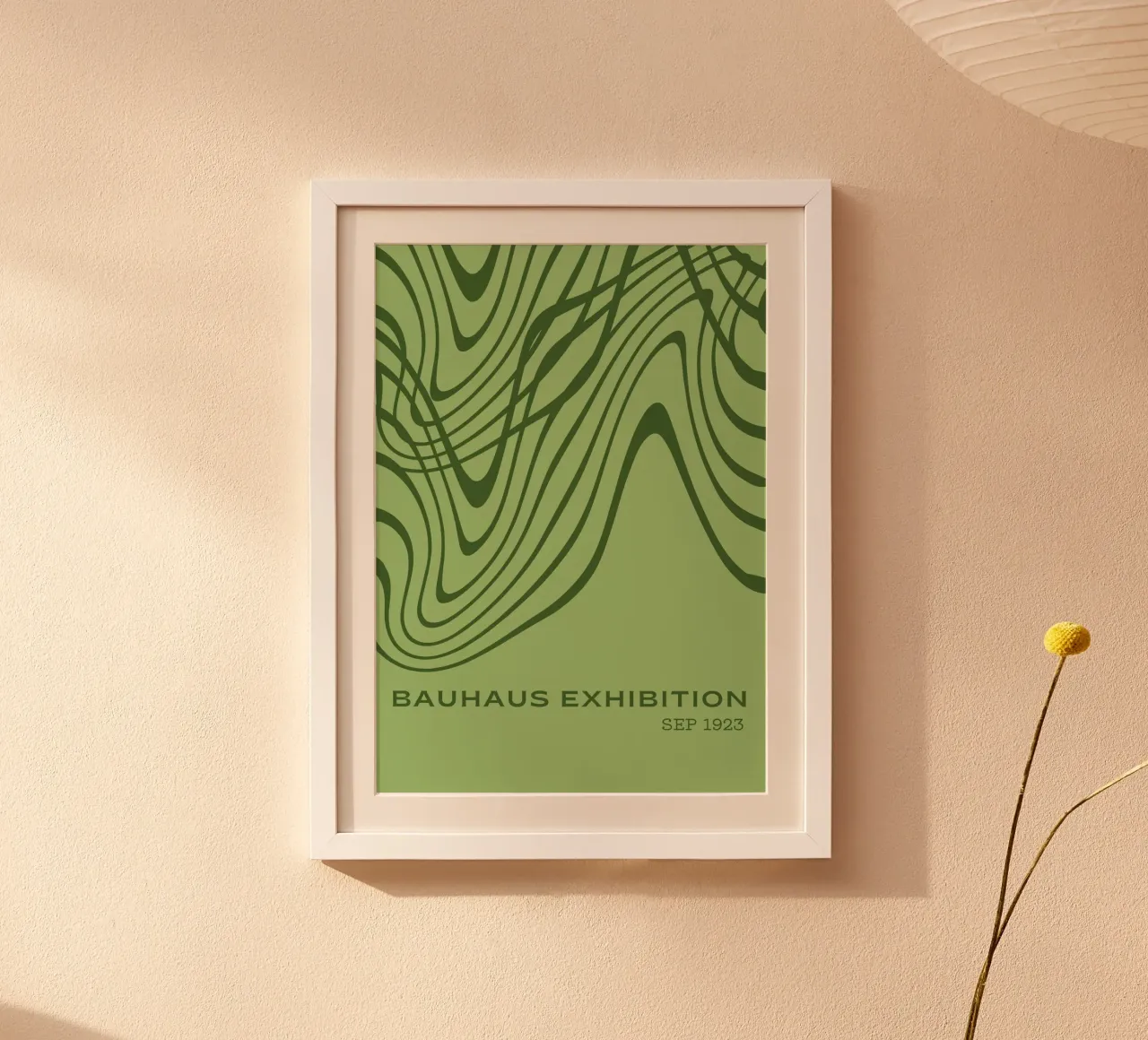 Mostra Bauhaus Linee ondulate astratte | Poster Op Art verde carta hahnemühle da Grungeo