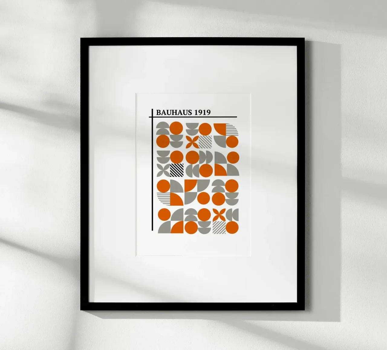 Bauhaus 1919 Geometrisch Mozaïek | Oranje & Grijs Abstract hahnemühle van Grungeo