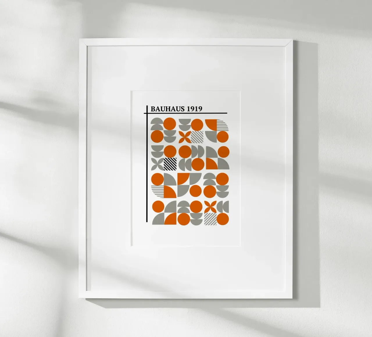 Bauhaus 1919 Geometrisch Mozaïek | Oranje & Grijs Abstract hahnemühle van Grungeo
