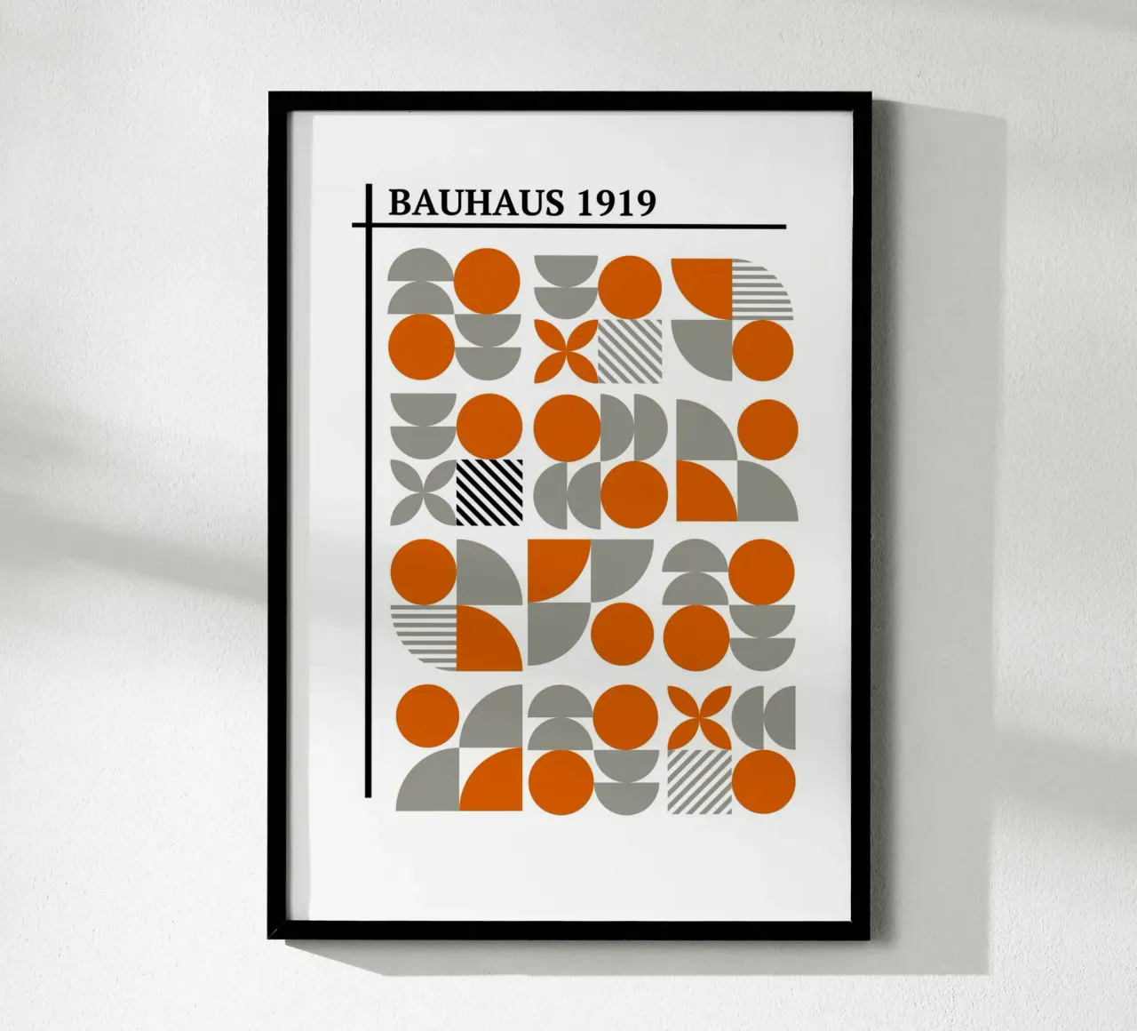 Bauhaus 1919 Geometrisch Mozaïek | Oranje & Grijs Abstract hahnemühle van Grungeo