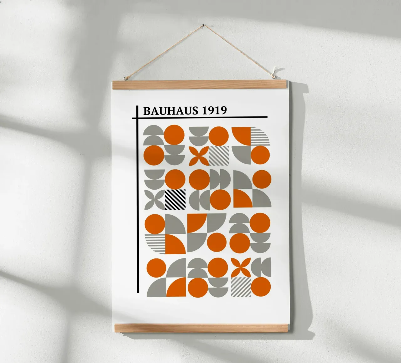 Bauhaus 1919 Geometrisch Mozaïek | Oranje & Grijs Abstract hahnemühle van Grungeo