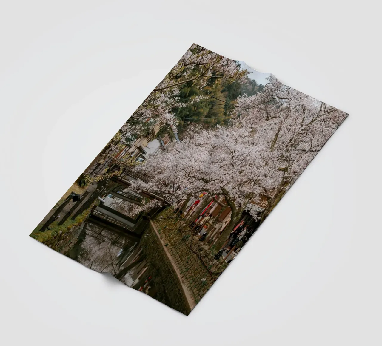 Fiume di ciliegi in fiore - Kinosaki Onsen, Giappone coperta in pile da Marcel Bisig