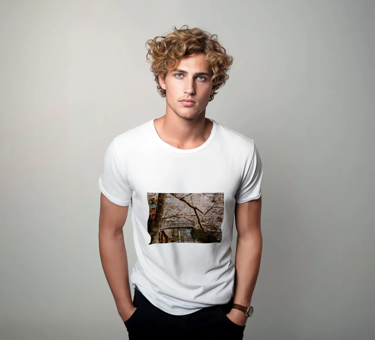 Fiume di ciliegi in fiore - Kinosaki Onsen, Giappone t-shirt da Marcel Bisig