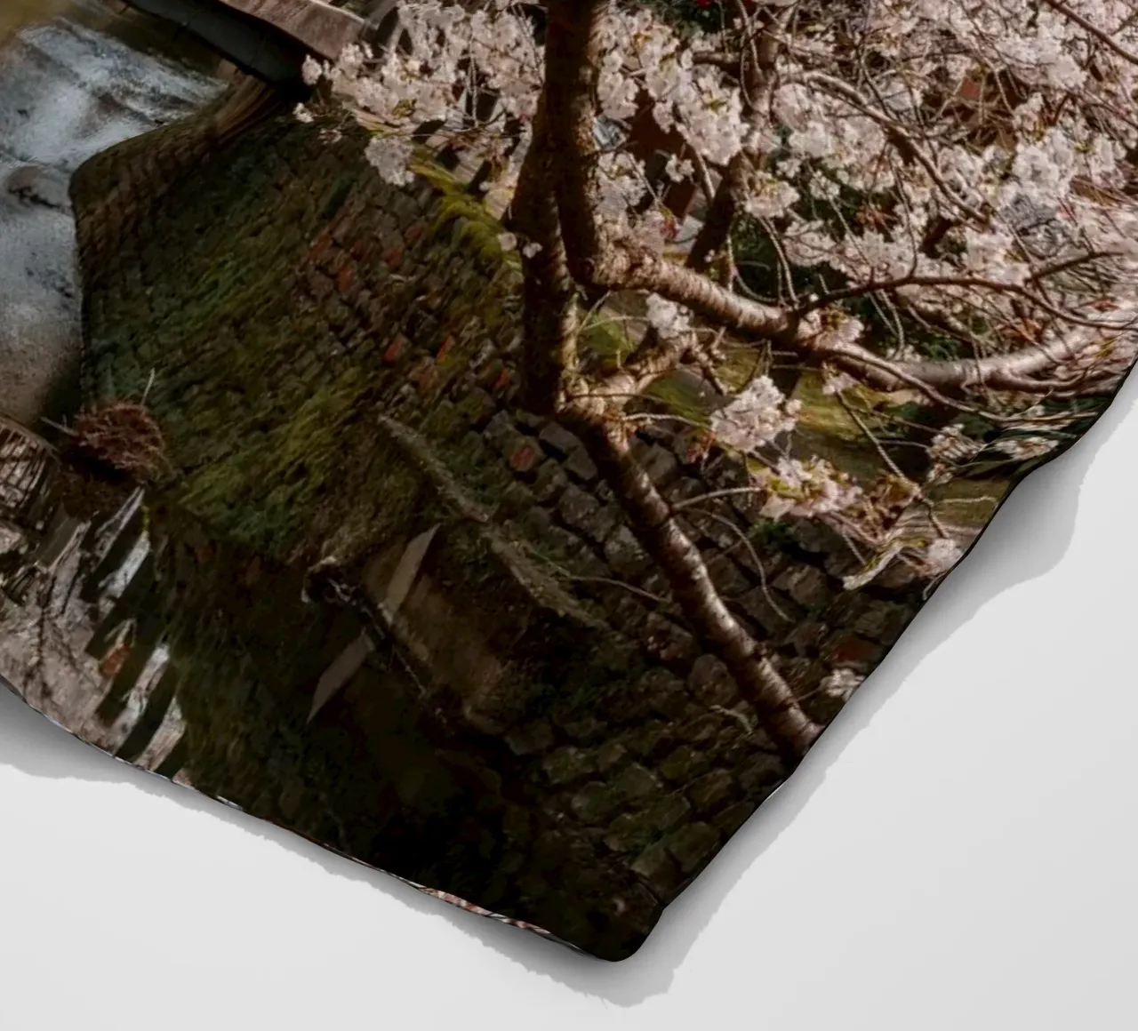 Fiume di ciliegi in fiore - Kinosaki Onsen, Giappone coperta in pile da Marcel Bisig