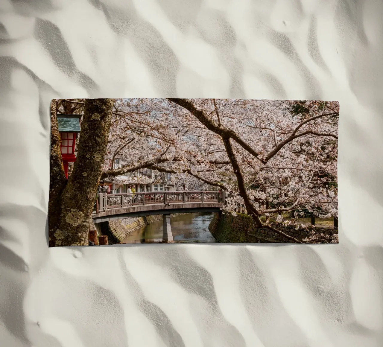 Fiume di ciliegi in fiore - Kinosaki Onsen, Giappone telo mare da Marcel Bisig
