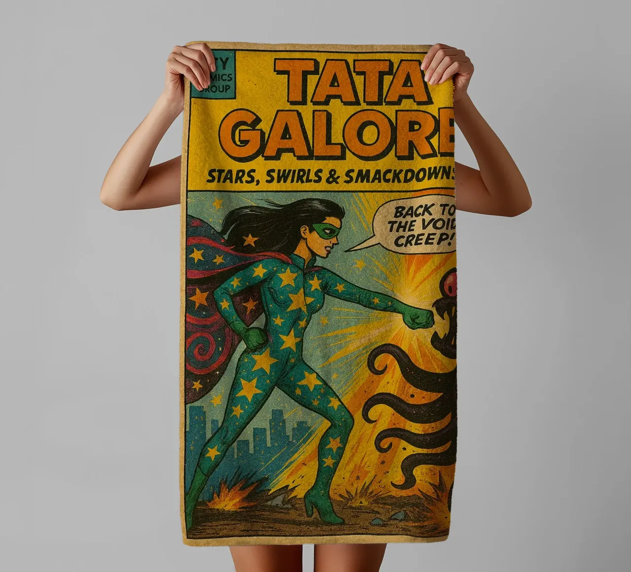 TATA GALORE - Fresh Supes On The Block towel by Vintage Van Gogh