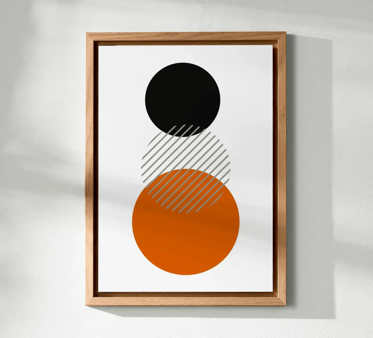 Bauhaus Circles Abstract Print - Arte nera, arancione e grigia pannello forex da Grungeo