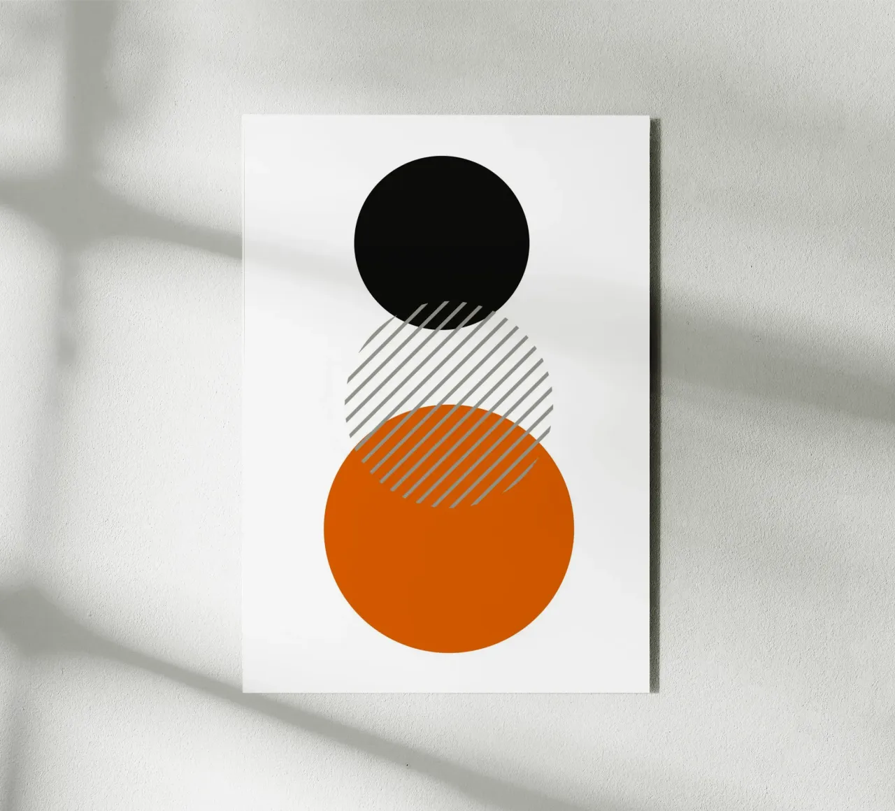 Bauhaus Circles Abstract Print - Arte nera, arancione e grigia pannello forex da Grungeo