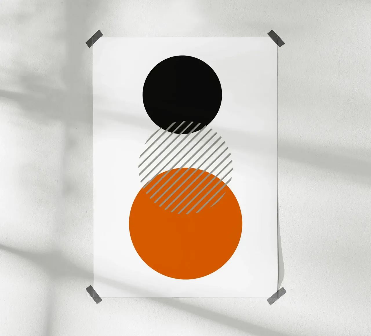 Bauhaus Cirkels Abstract Print | Zwart, Oranje & Grijs Kunst hahnemühle van Grungeo