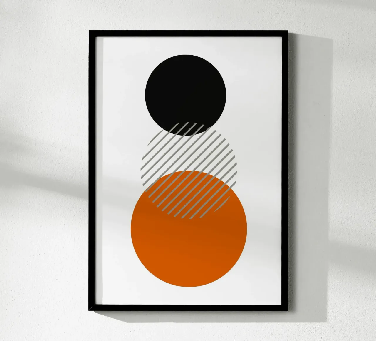 Bauhaus Cirkels Abstract Print | Zwart, Oranje & Grijs Kunst hahnemühle van Grungeo