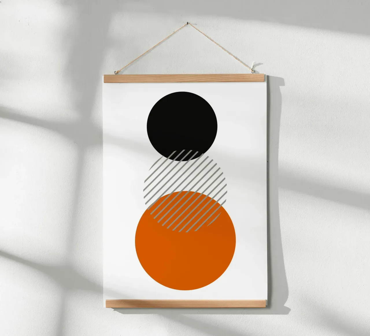 Bauhaus Cirkels Abstract Print | Zwart, Oranje & Grijs Kunst hahnemühle van Grungeo