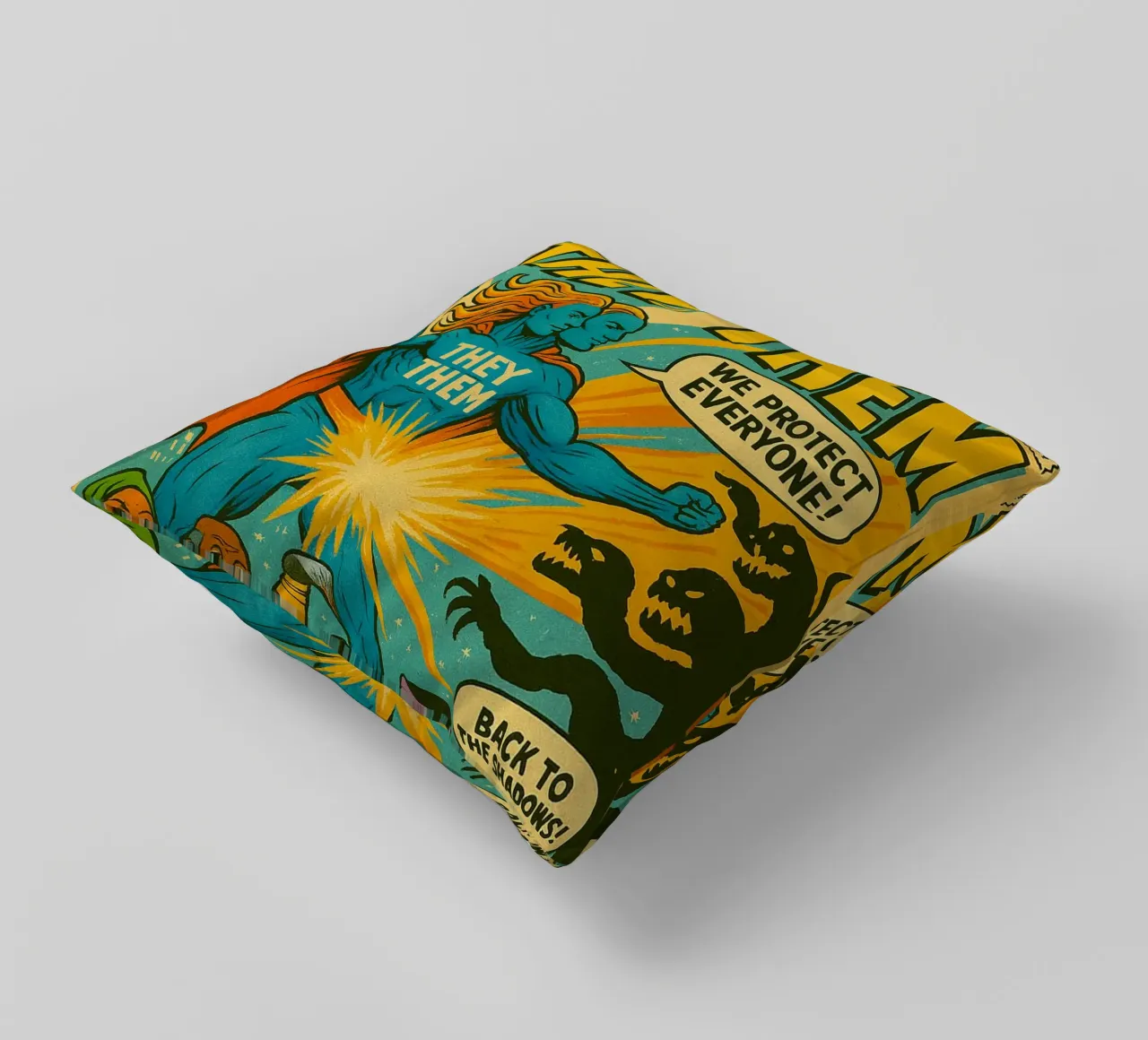 THEY THEM - I nuovi Supes On The Block cuscino da Vintage Van Gogh