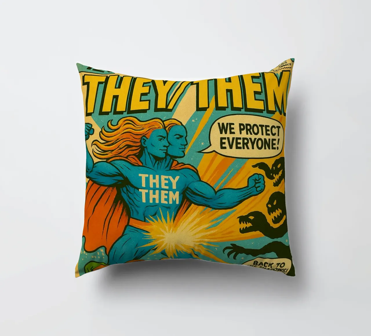 THEY THEM - I nuovi Supes On The Block cuscino da Vintage Van Gogh
