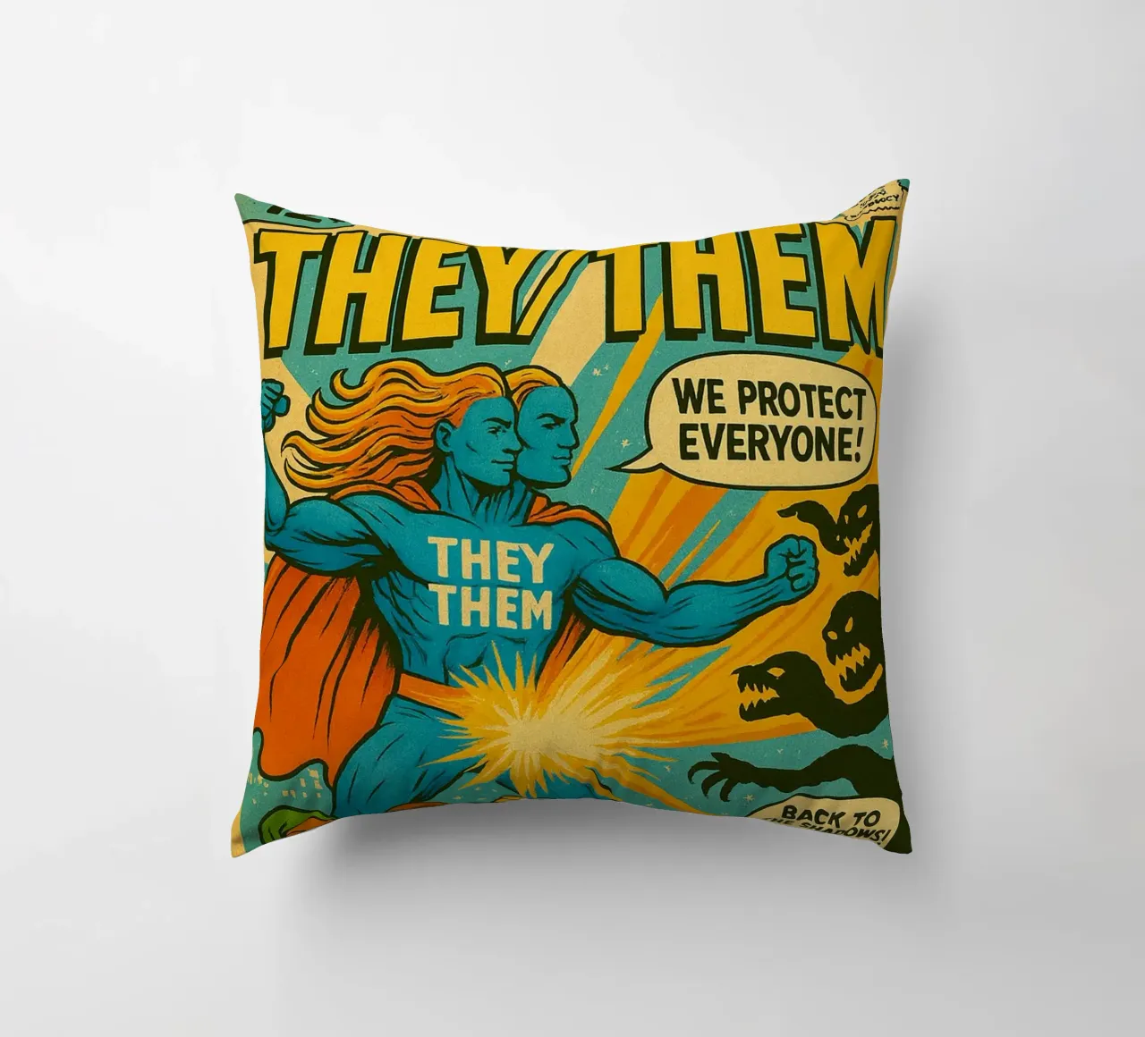 THEY THEM - I nuovi Supes On The Block cuscino da Vintage Van Gogh