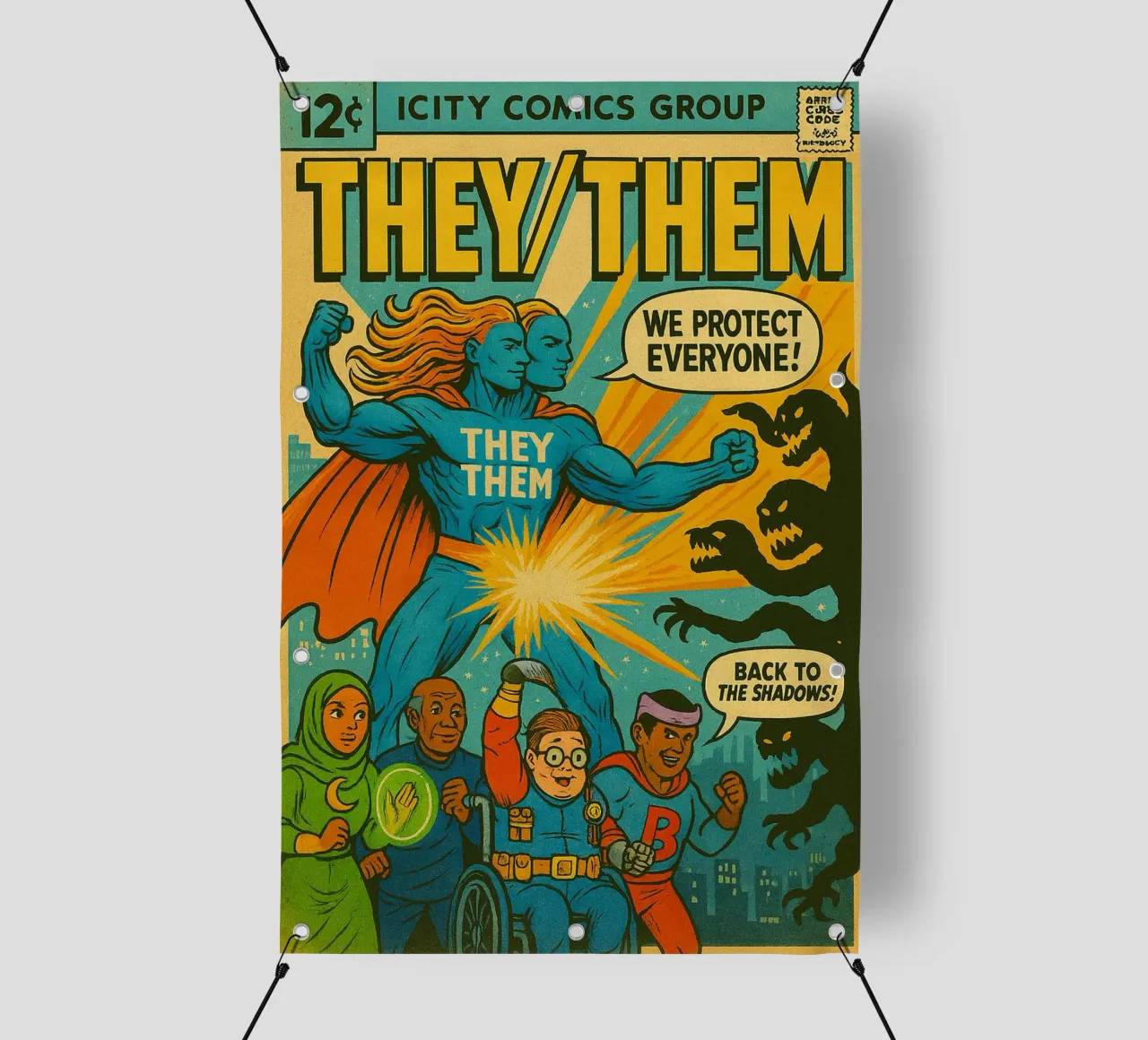 THEY THEM - I nuovi Supes On The Block telo in pvc da Vintage Van Gogh