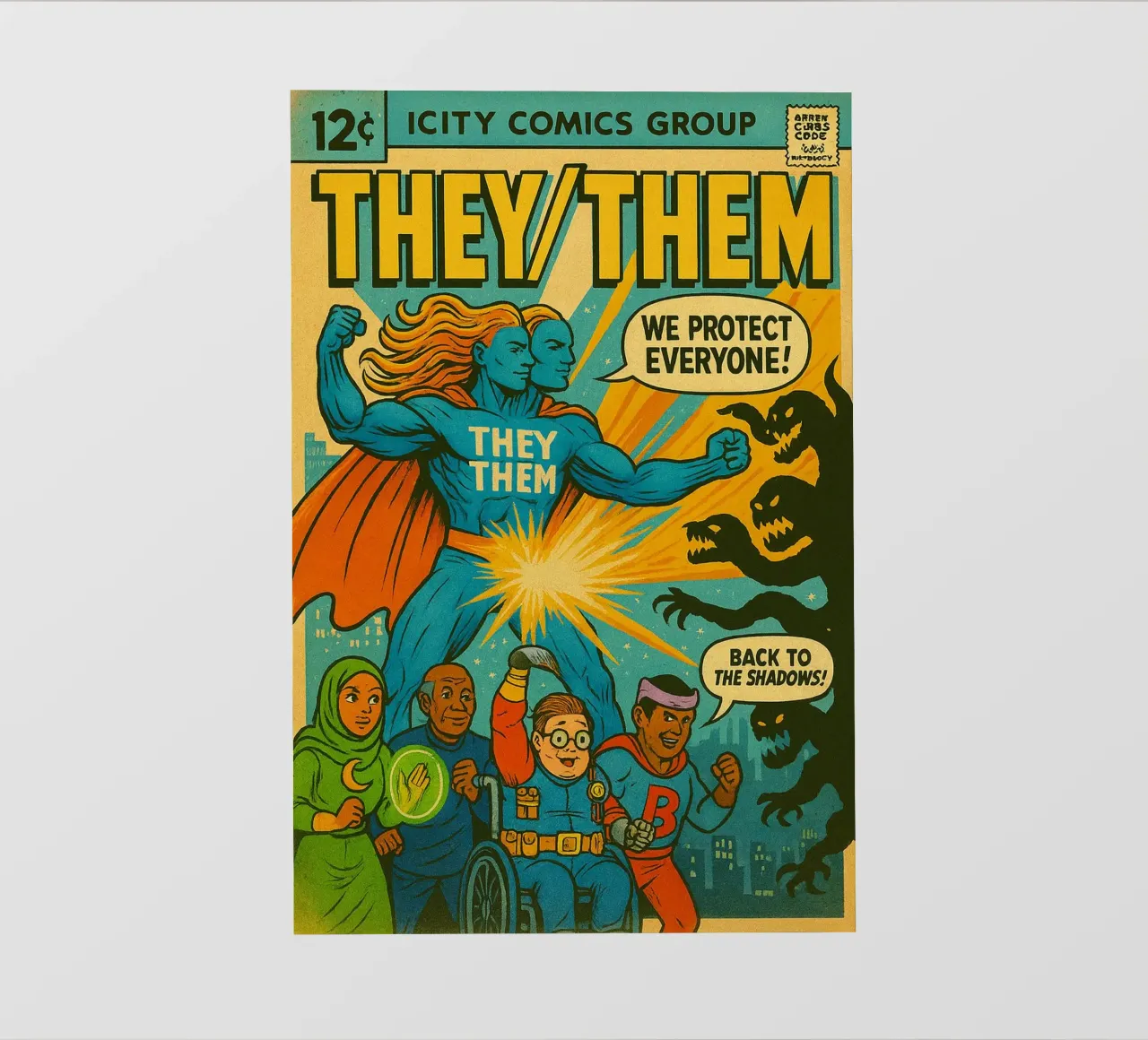 THEY THEM - I nuovi Supes On The Block telo in pvc da Vintage Van Gogh