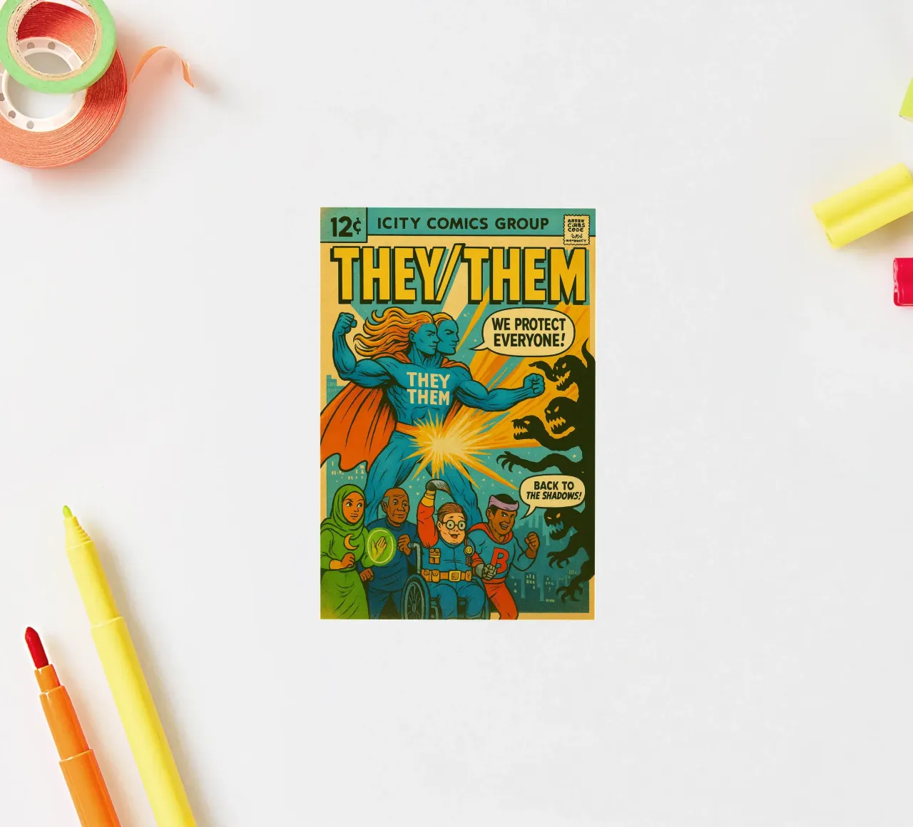 THEY THEM - I nuovi Supes On The Block adesivo da Vintage Van Gogh