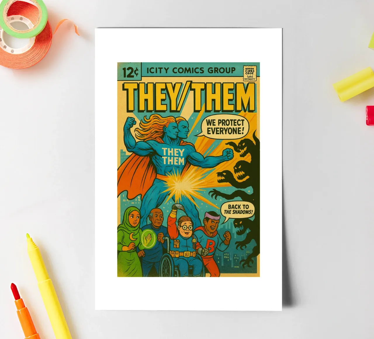 THEY THEM - I nuovi Supes On The Block foglio adesivo da Vintage Van Gogh