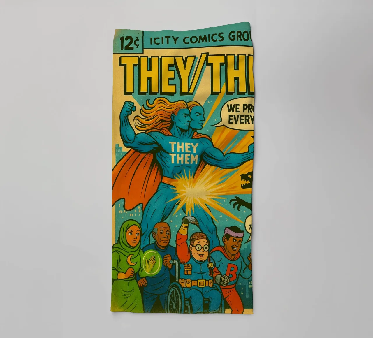 THEY THEM - Verse Supes On The Block badhanddoek van Vintage Van Gogh