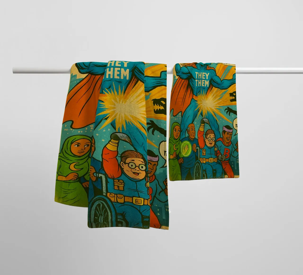 THEY THEM - Verse Supes On The Block badhanddoek van Vintage Van Gogh