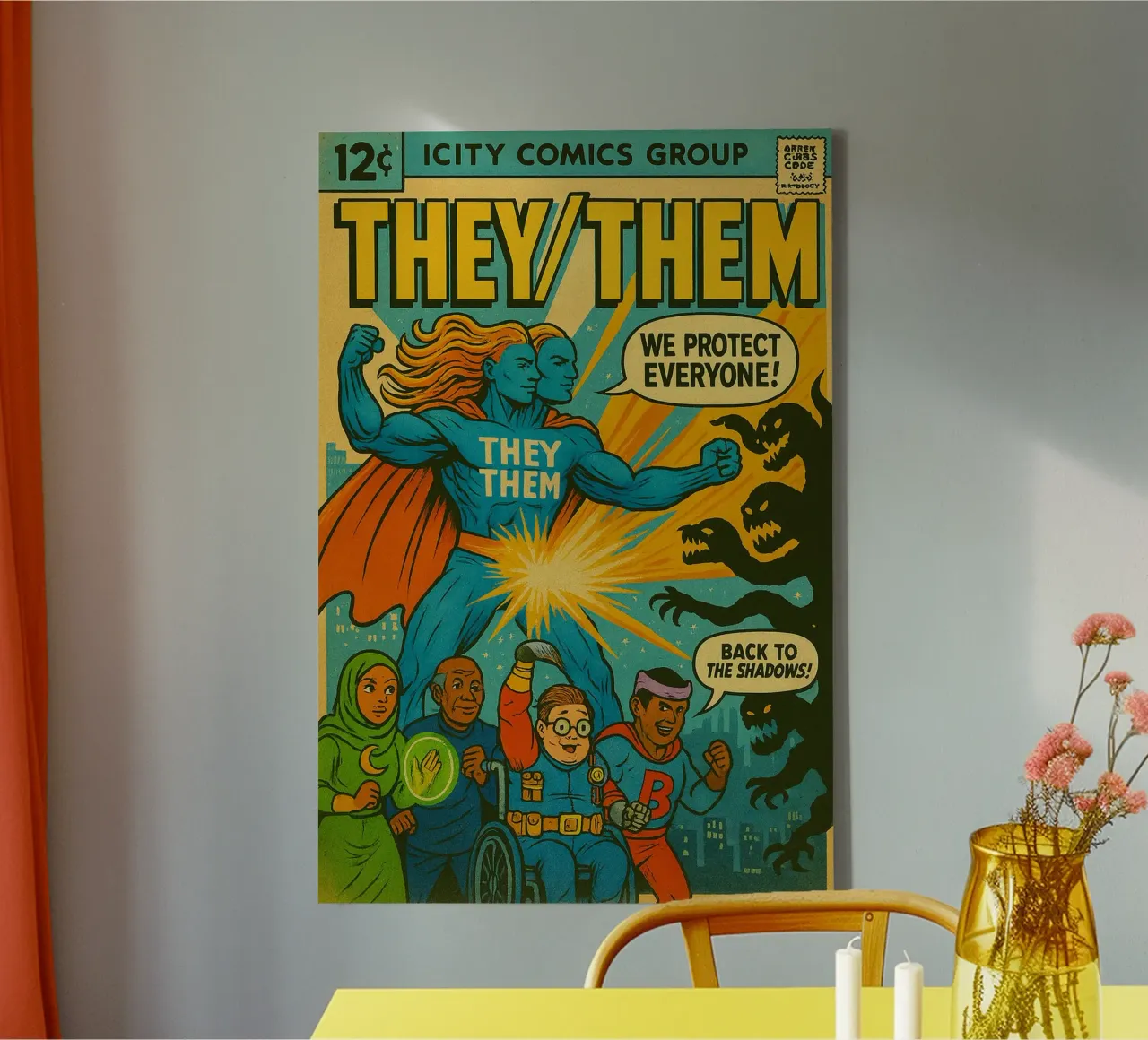 THEY THEM - Fresh Supes On The Block canvas by Vintage Van Gogh